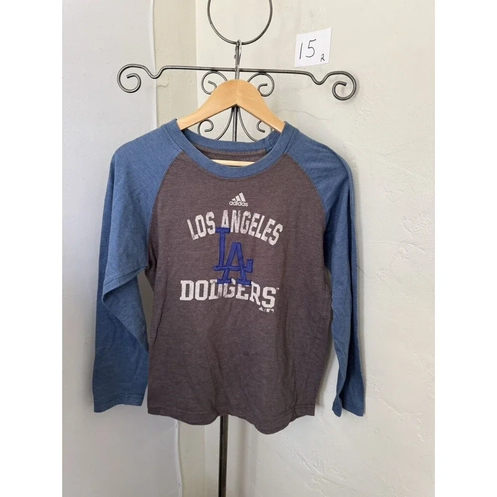 LA Dodgers Adidas Raglan Long Sleeve Shirt — Youth Medium (10/12) — MLB